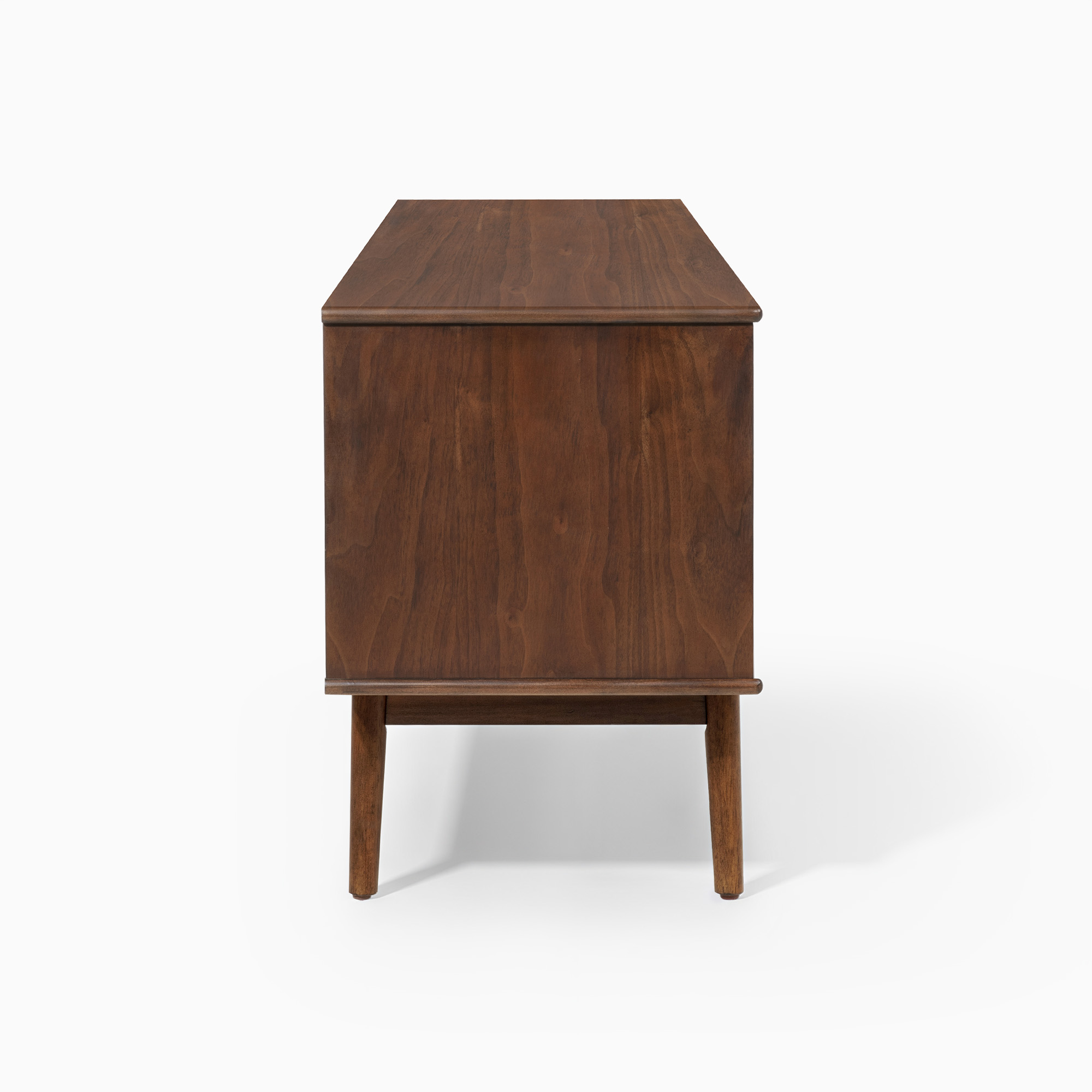 Aldric 84 inch Walnut Glass Door TV Stand | HERNEST