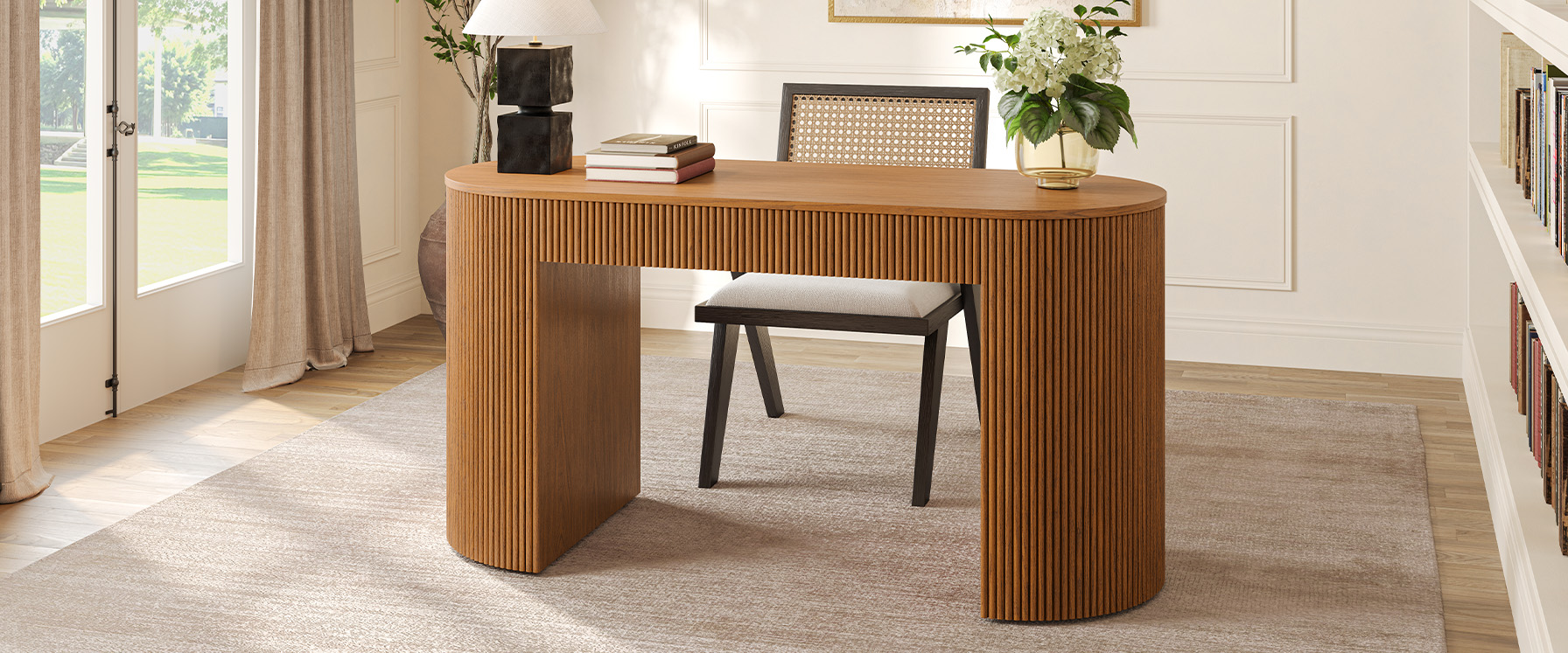 walnut office desk for working