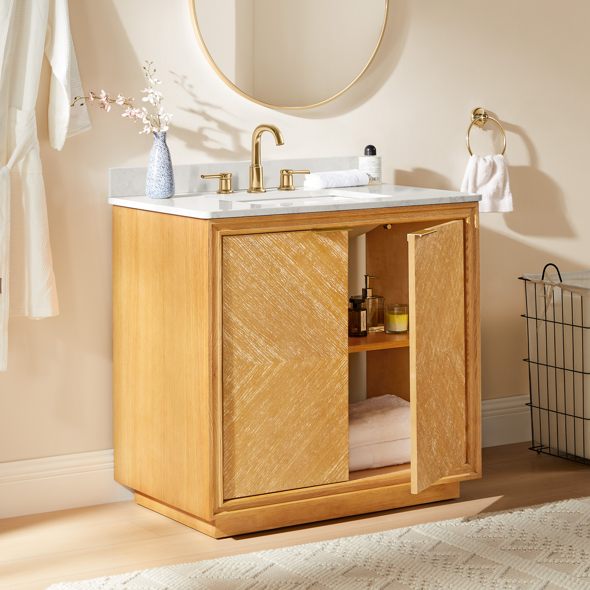 Thursen 36" Single Wood Bathroom Vanity with Sink Solid Wood Cabinet for Bathroom