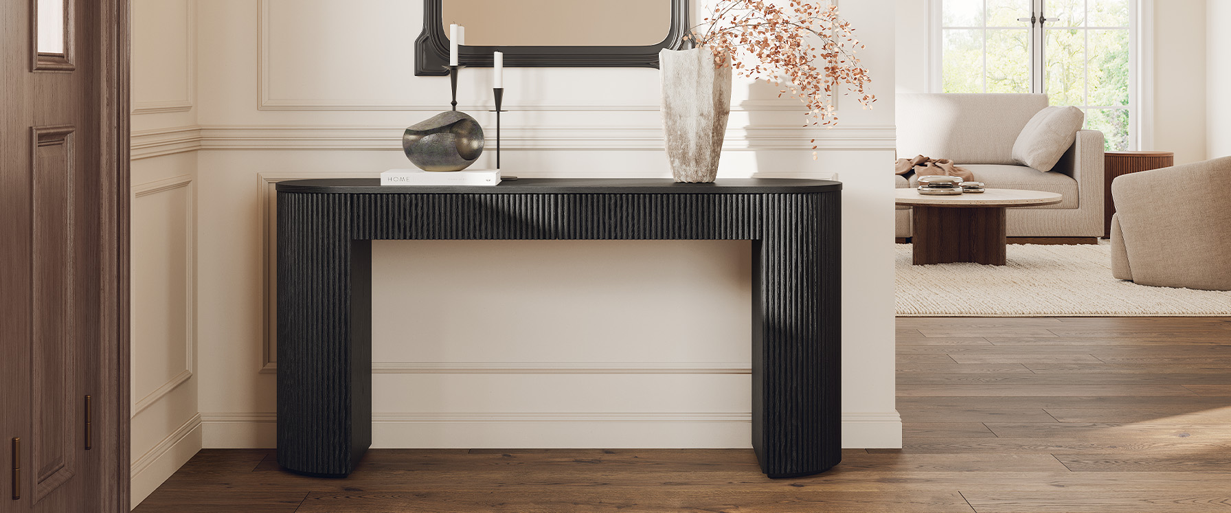 black oak console table