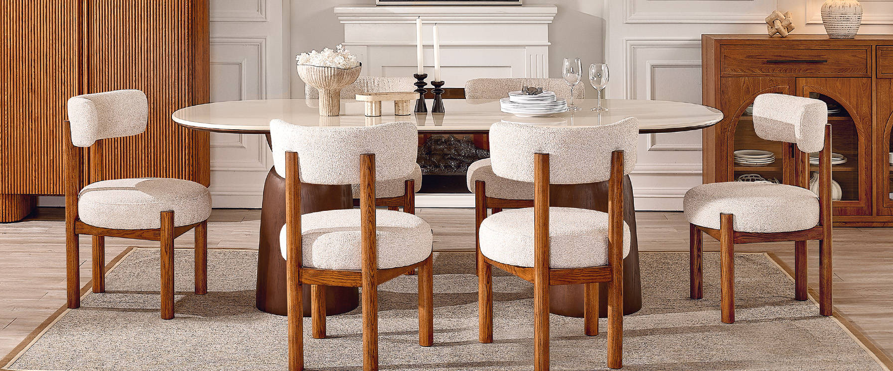 Sigrid 84" Oval Engineered Stone Dining Table