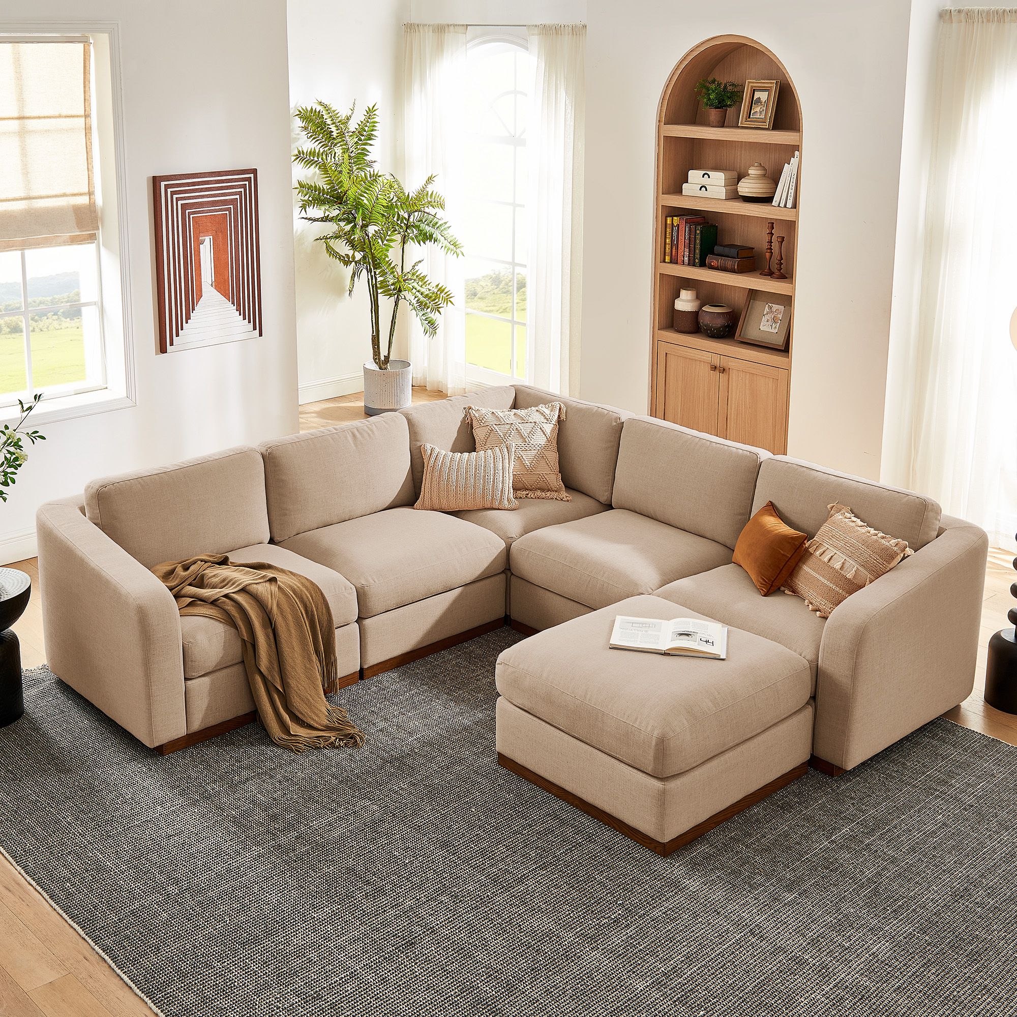 Living Room Sectional Sofa  Modern Style Sand for Living Room