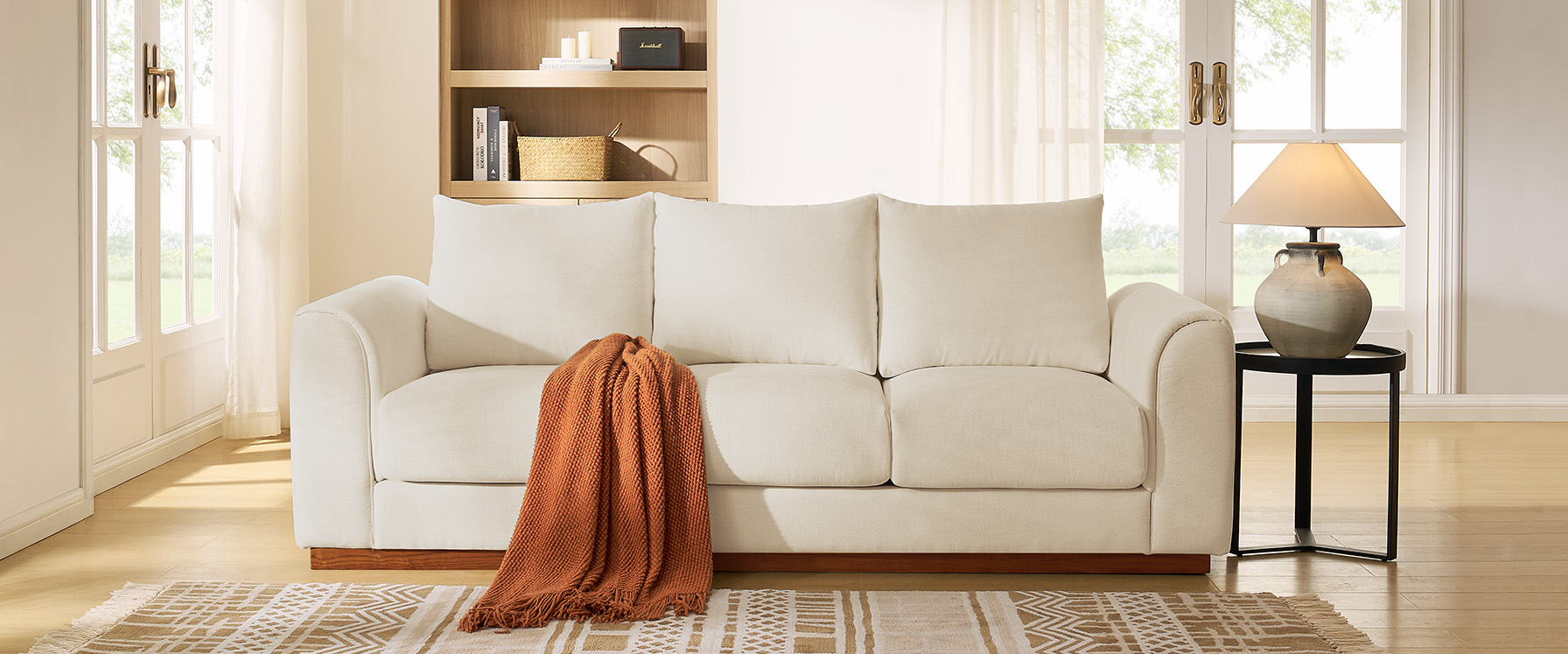 white deep seat sofa 