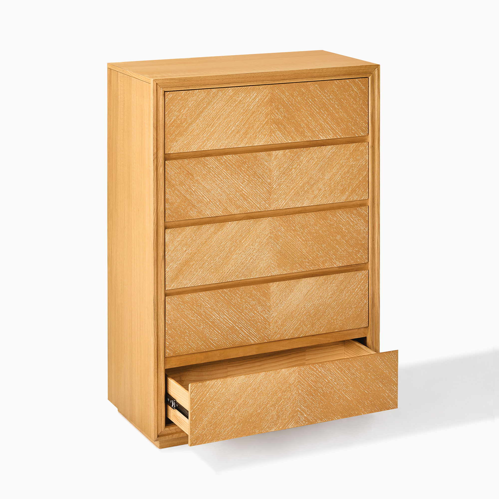Thursen 36 inch Natural Dusty Chevron Chest with 5 Solid Wood
