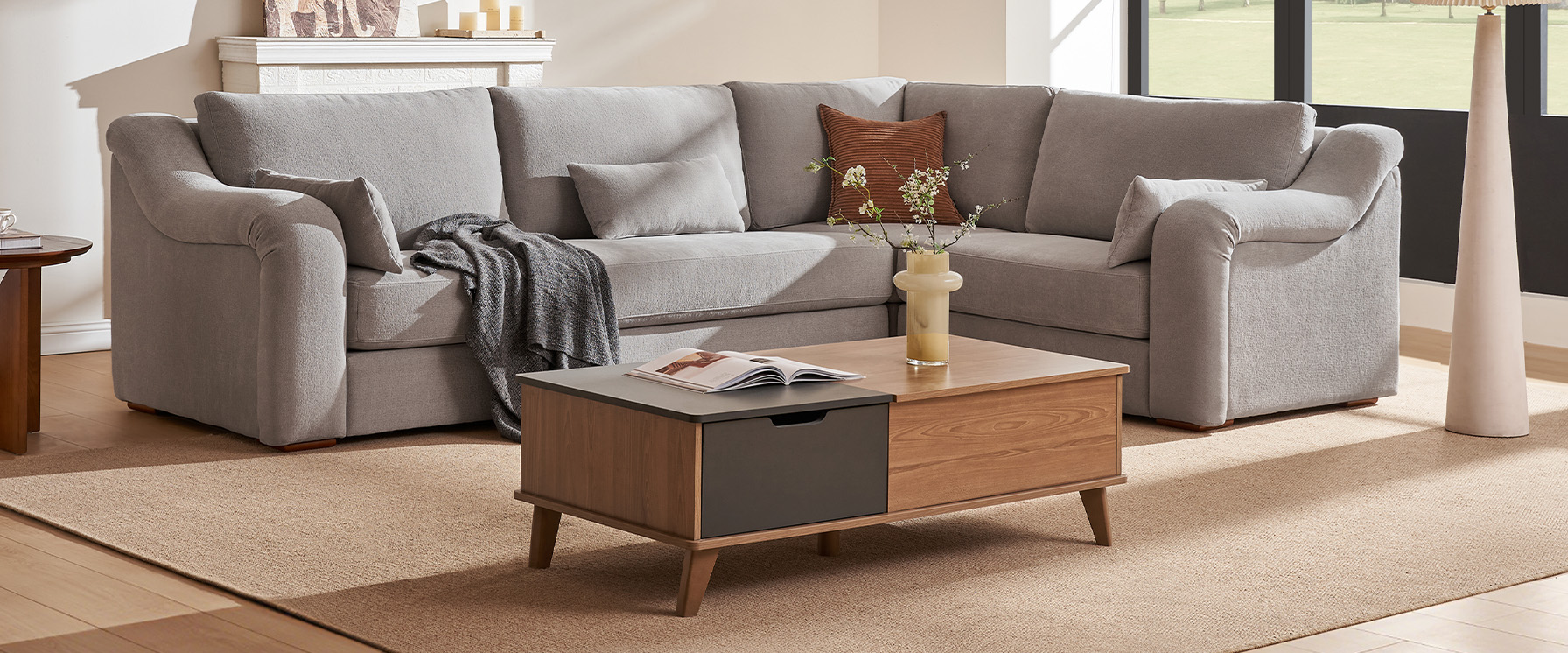 Gray L-shape sectional sofa