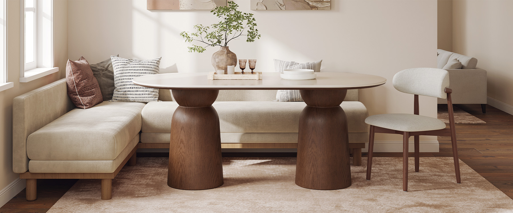 72 Inch Oval Dining Table for 4-6 Seats