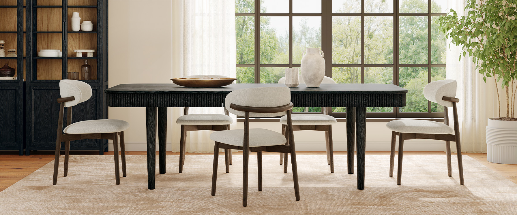 72"-92" MCM Solid Oak Wood Extenpable Dining Table for Dining Room