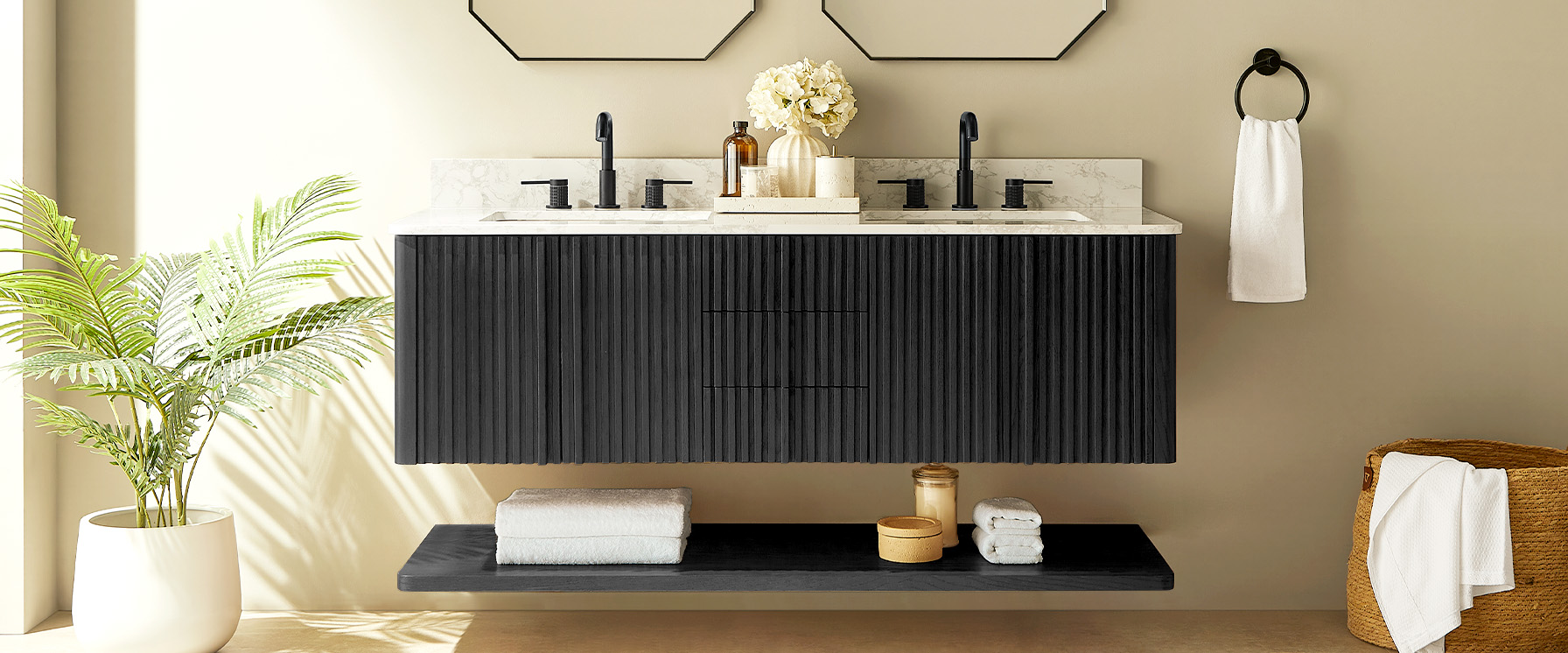 floating double vanity with sink