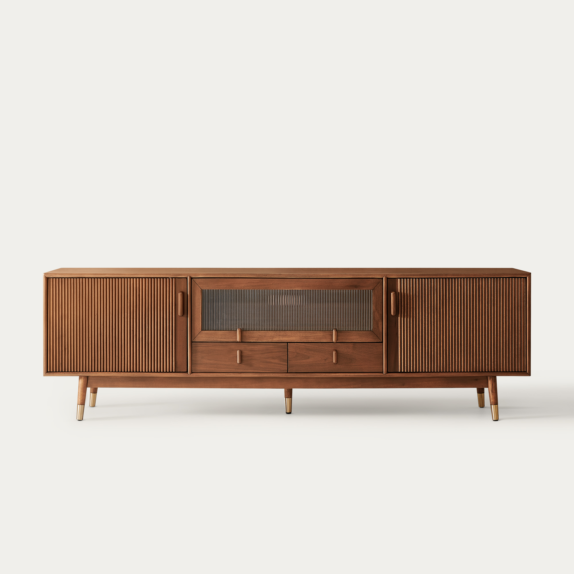Stavn 72 inch MCM Fluted Solid Wood TV Stand | HERNEST