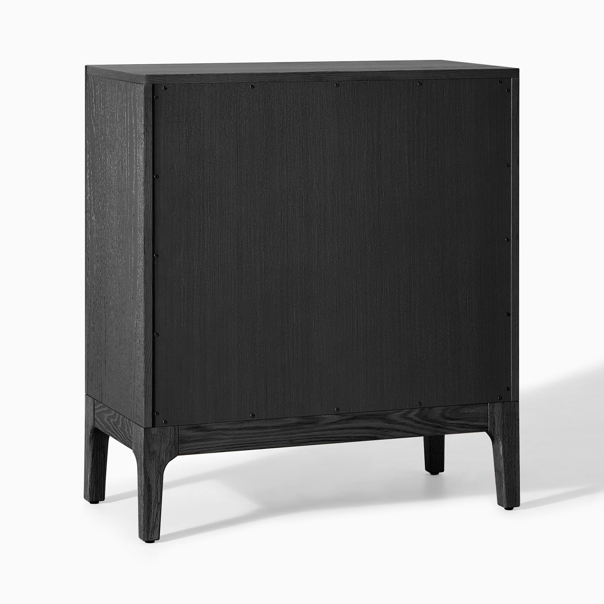 31 inch Black Oak Cabinet with Arched Doors and Solid Wood Legs
