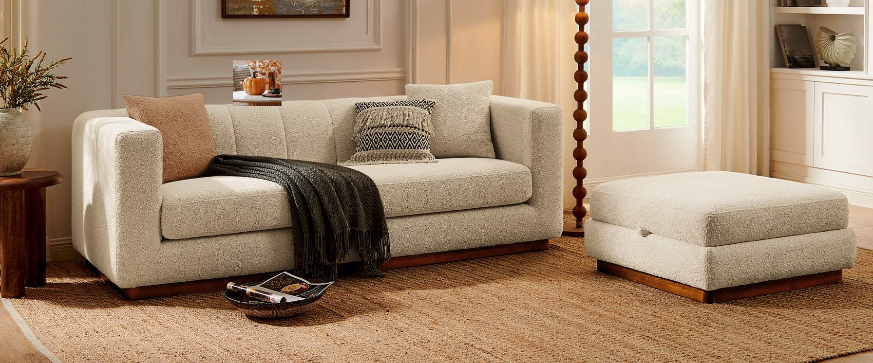 Bouclé loveseat sofa set