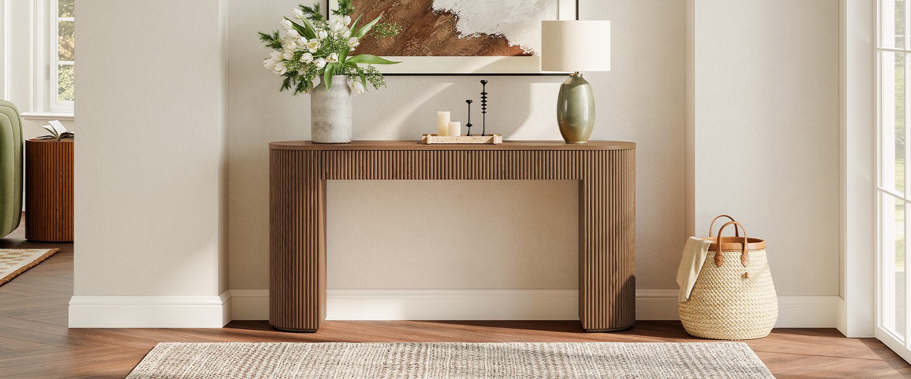 60 inch fluted console table