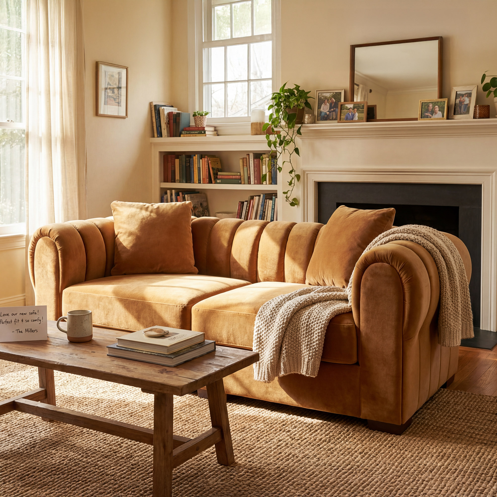 Kystlin Velvet Fabric Mid-century Modern Deep Seat Loveseat Sofa for Living Room