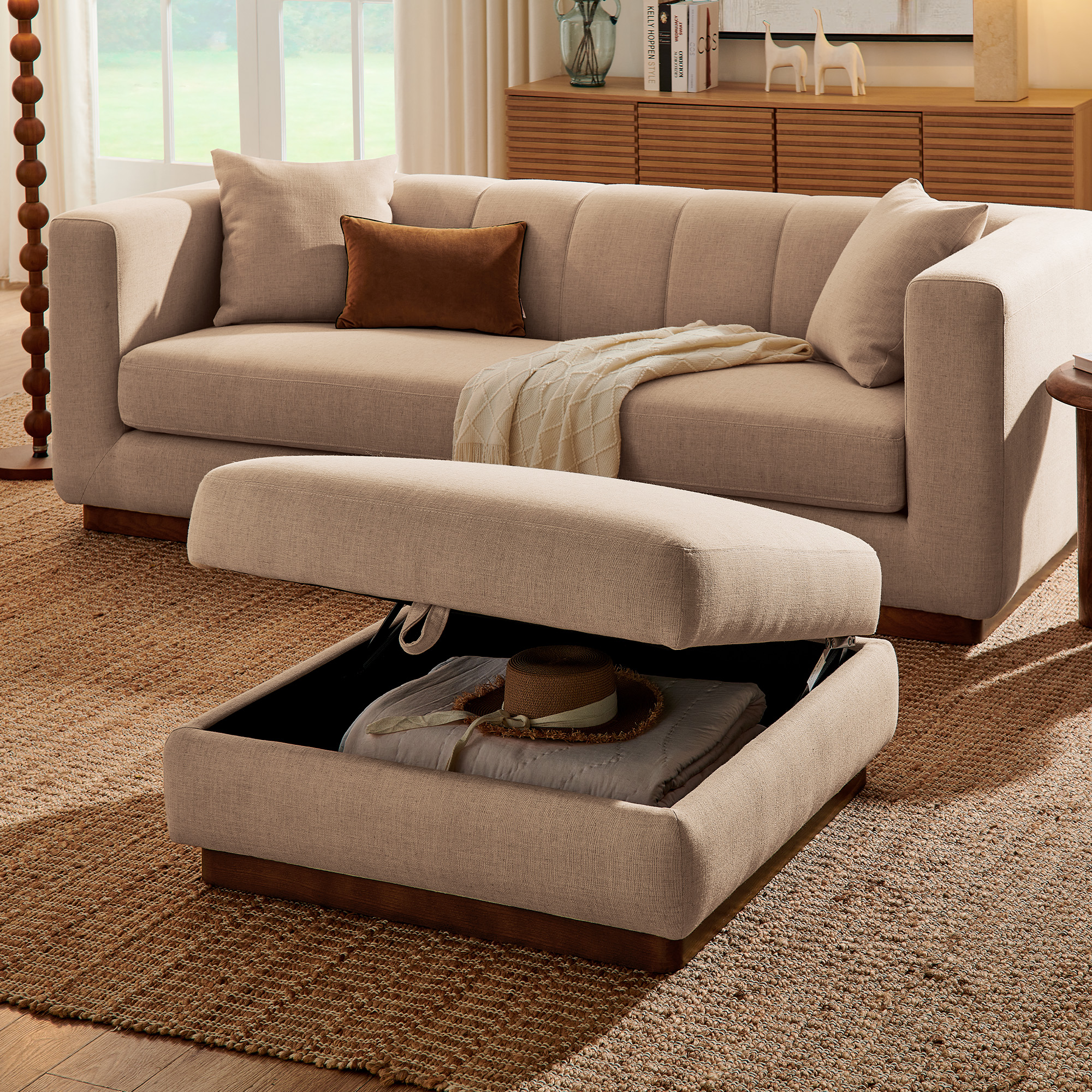 Living Room Sectional Sofa  90 Modern Style Fabric