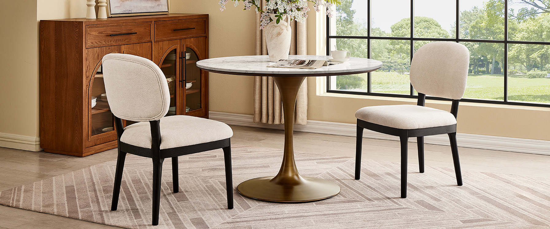 round stone dining table