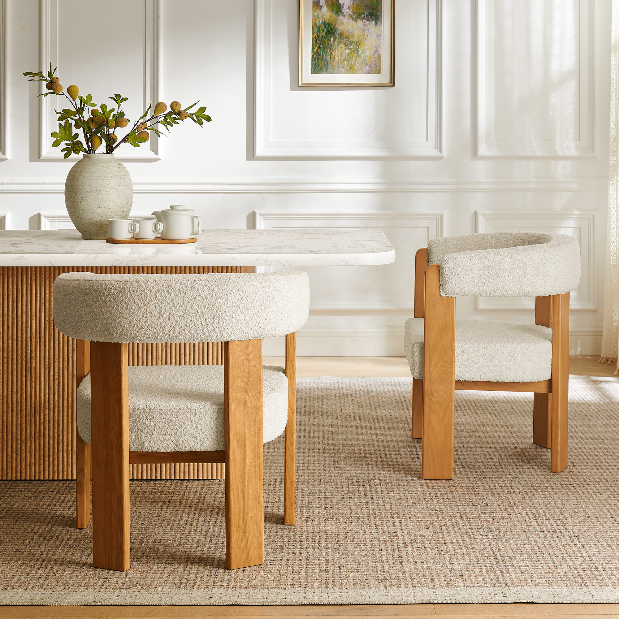 Upholstered Dining Chairs Set of 4  Modern Style Brown Color for Dining Room