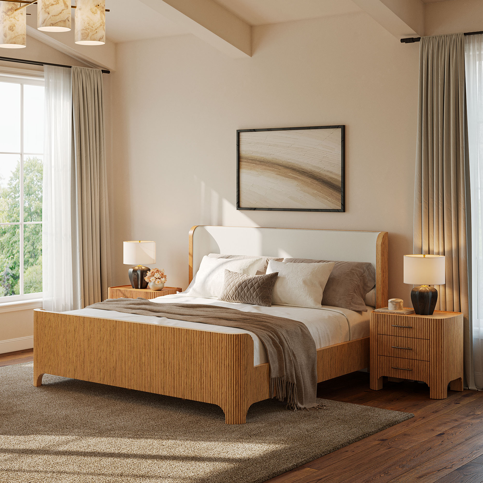 white bed with brown dresser Branson Bedroom Set