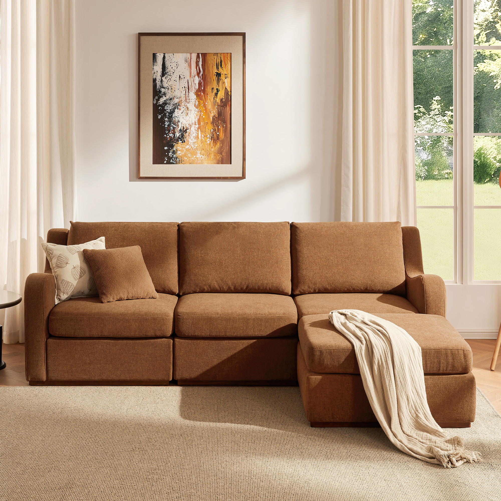 Sunlit Modular Sectional Sofa with Deep Seat Design and Removable Cover