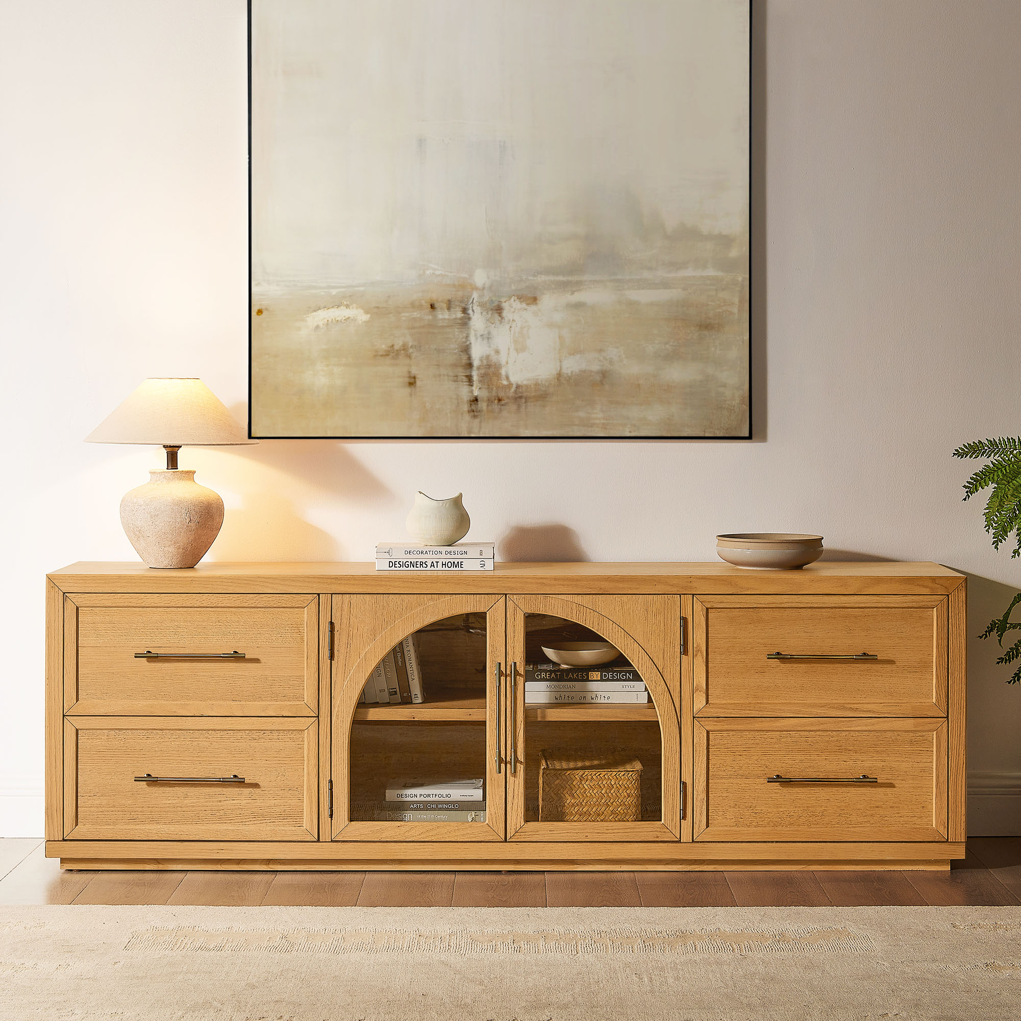 Valborg 80 inch TV Stand with 4 Drawers and Adjustable Shelves