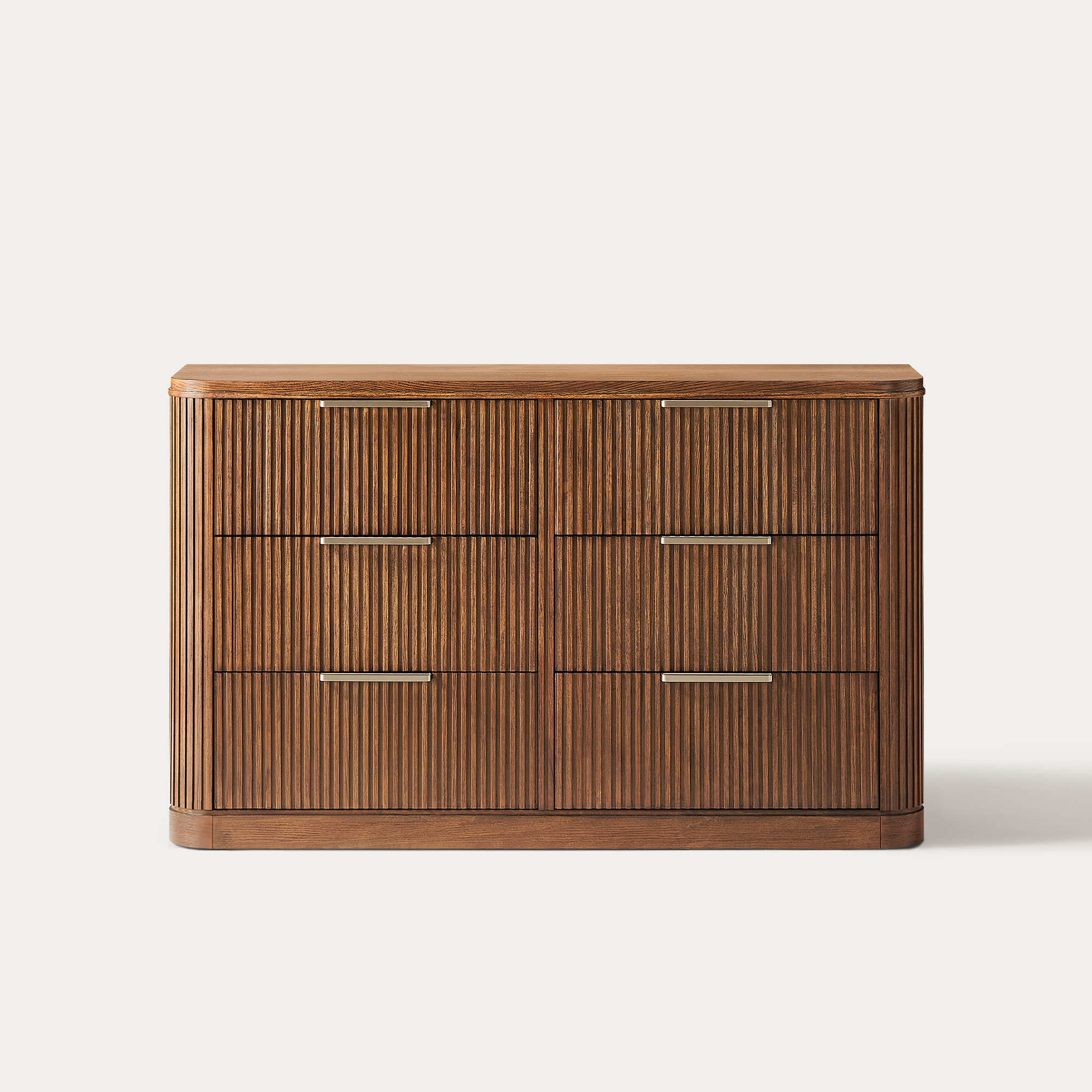 Finnley 62 inch Reddish Brown Fluted Solid Wood 6-Drawer Dresser