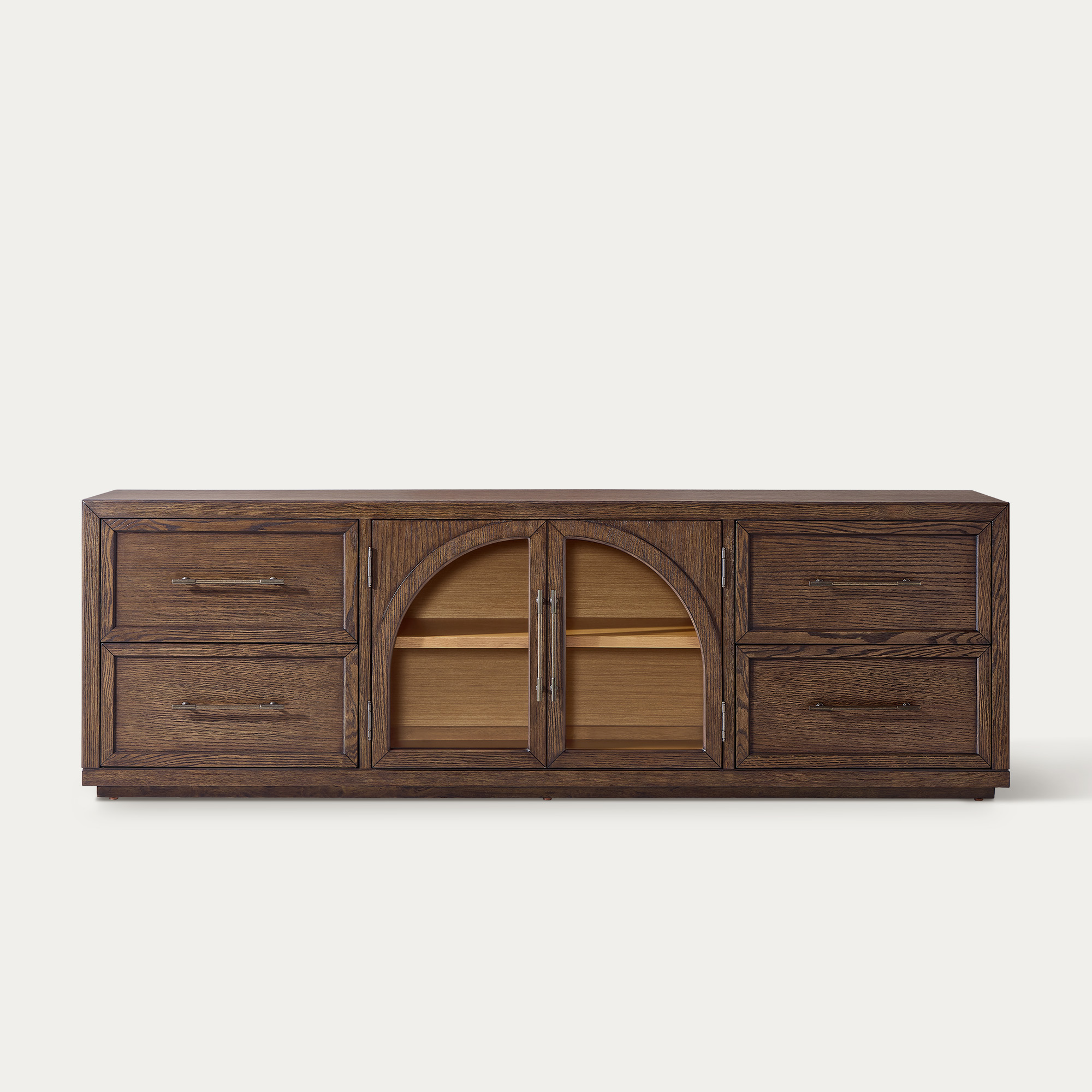 Valborg 80 inch Dark Brown Oak Arch TV Stand | HERNEST