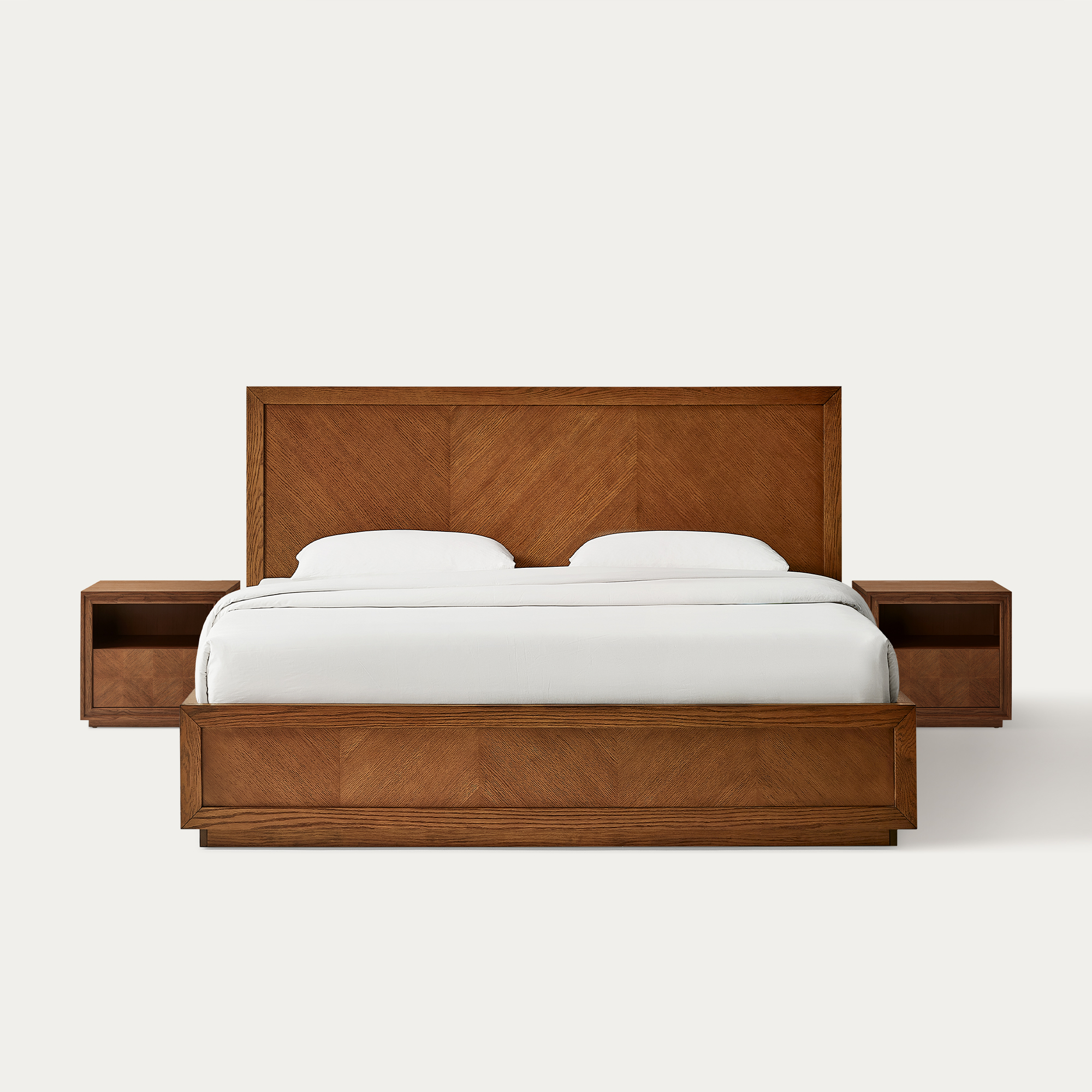 3-Piece Thursen Chevron Brown Wooden Bedroom Set | HERNEST