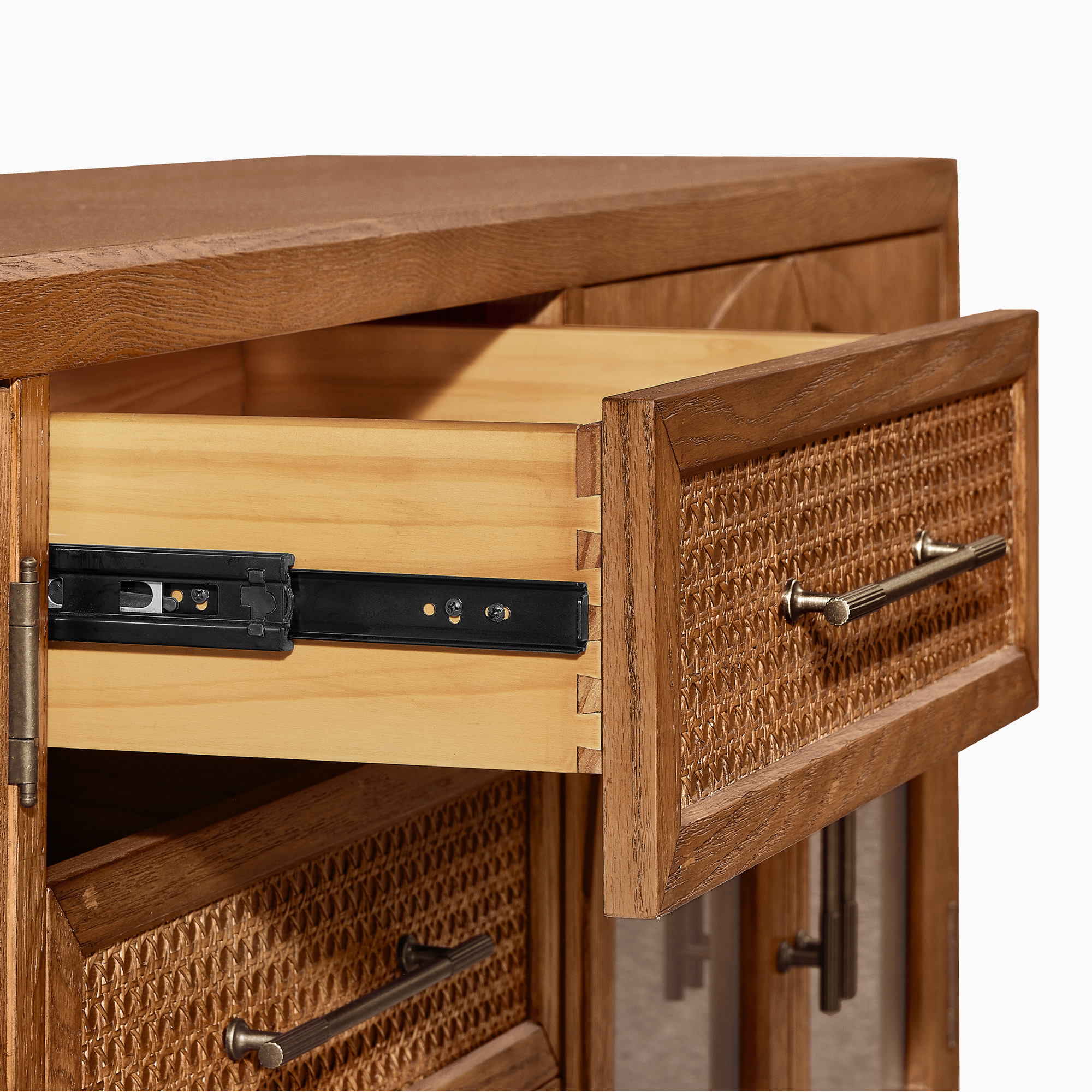 Valborg 80 inch Brown TV Stand with 3 Rattan Drawers and