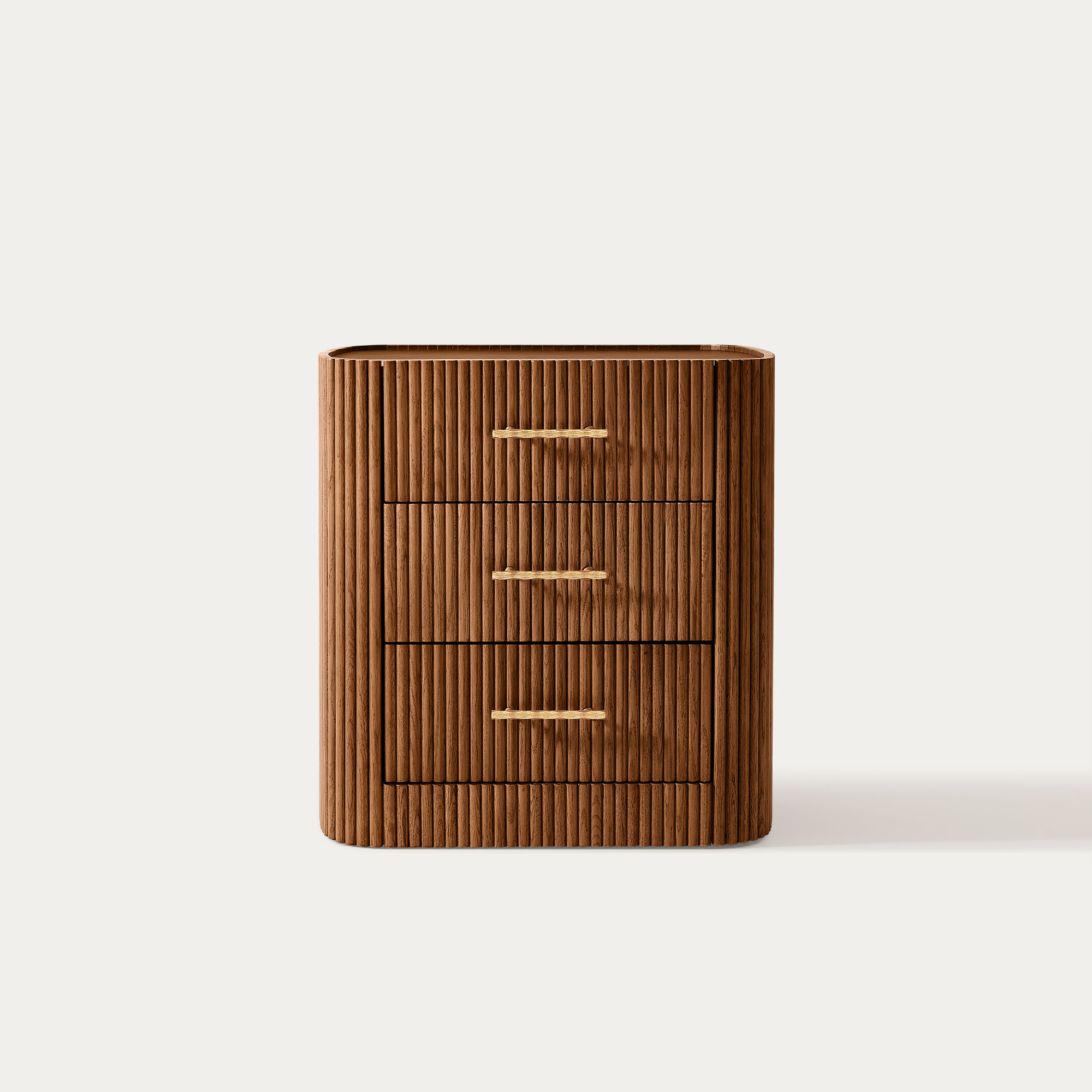 Astor 23 inch Warm Brown Fluted Solid Oak 3-Drawers Nightstand