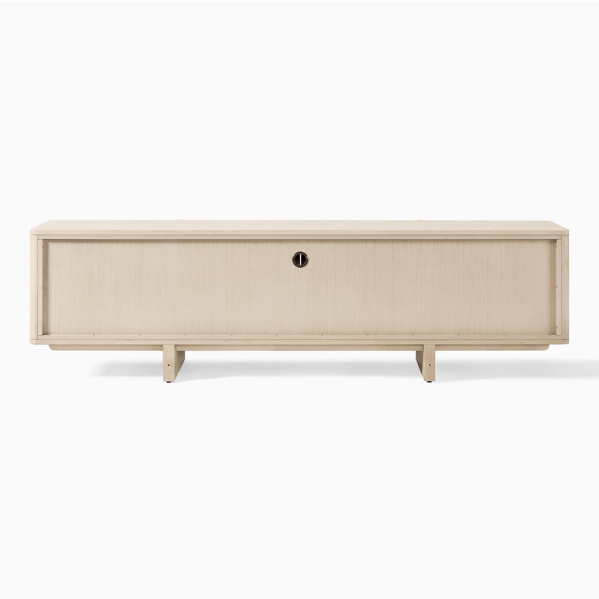 Sabina 84 inch White TV Stand with Solid Ash Door and Adjustable