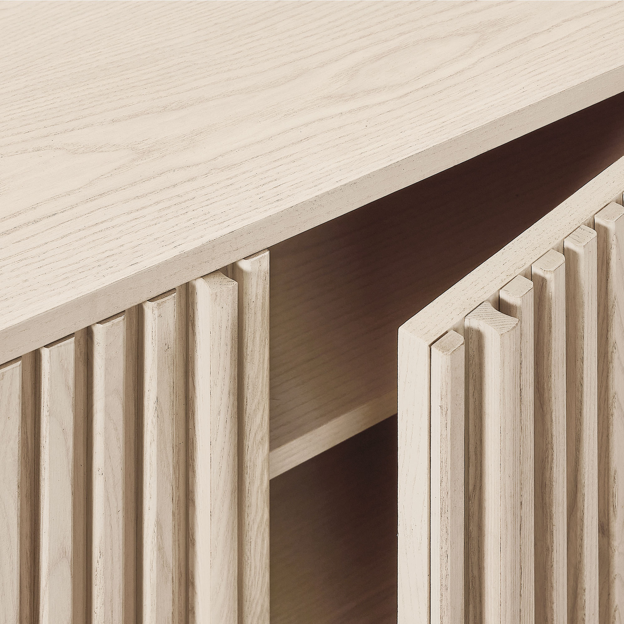 Sabina 84 inch White TV Stand with Solid Ash Door and Adjustable