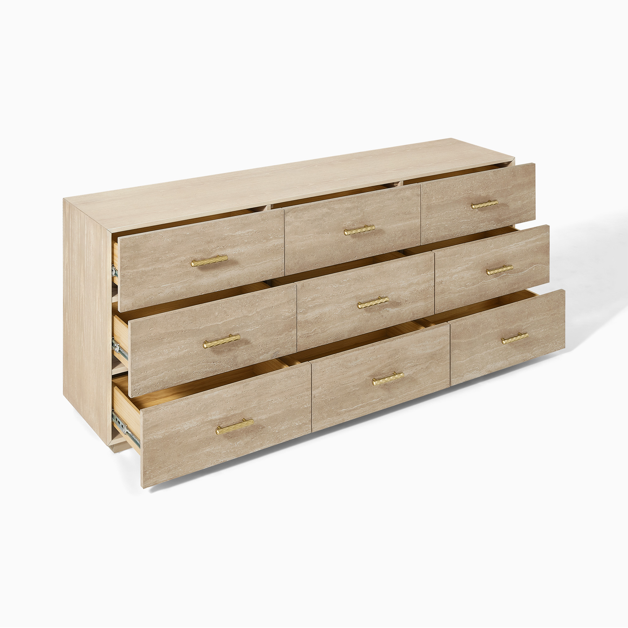 RattanaS です！ Renata 80 inch Travertine Textured Oak Dresser with 9 Drawer | HERNEST