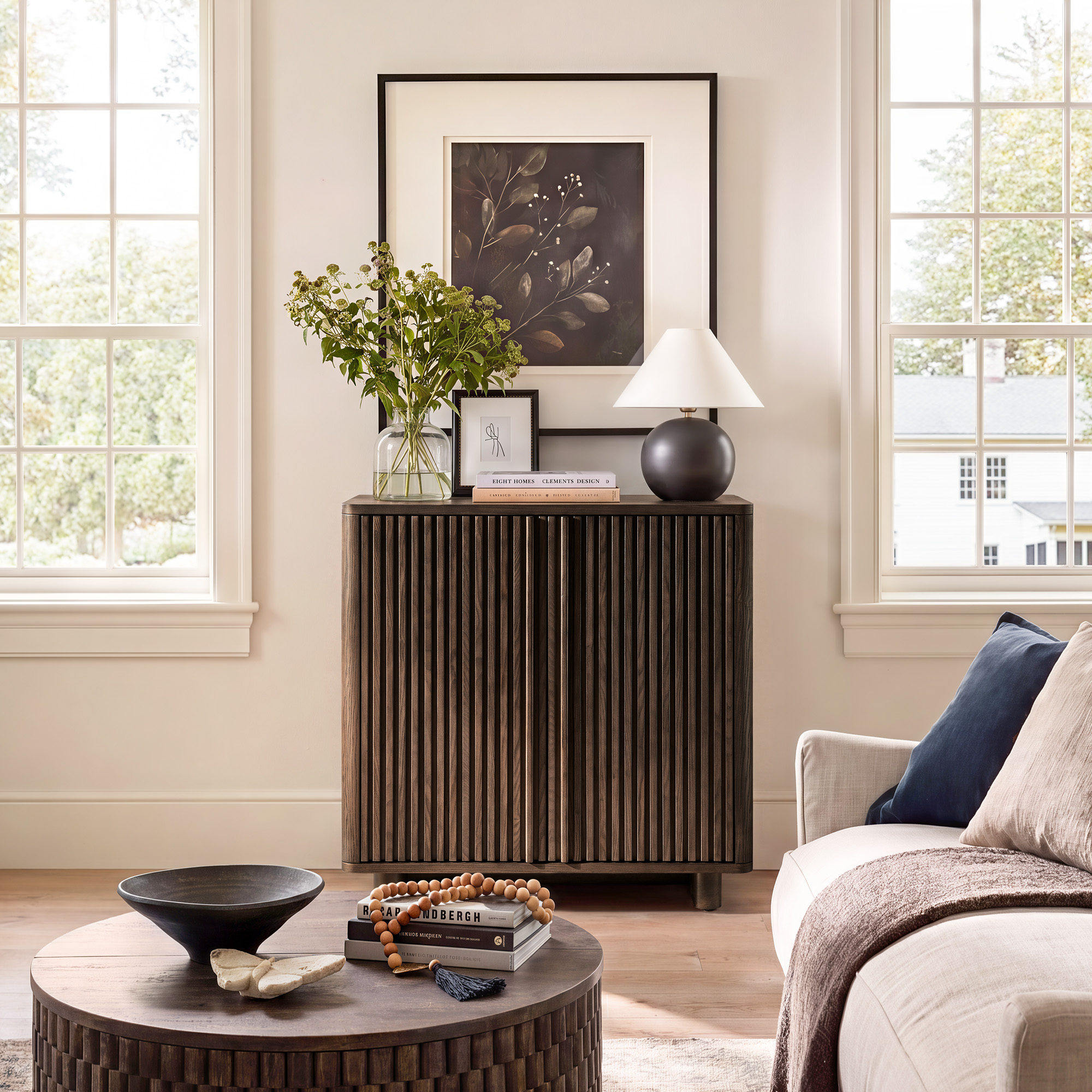 Sabina 31 inch Brown Cabinet with Adjustable Shelves and Ash Wood