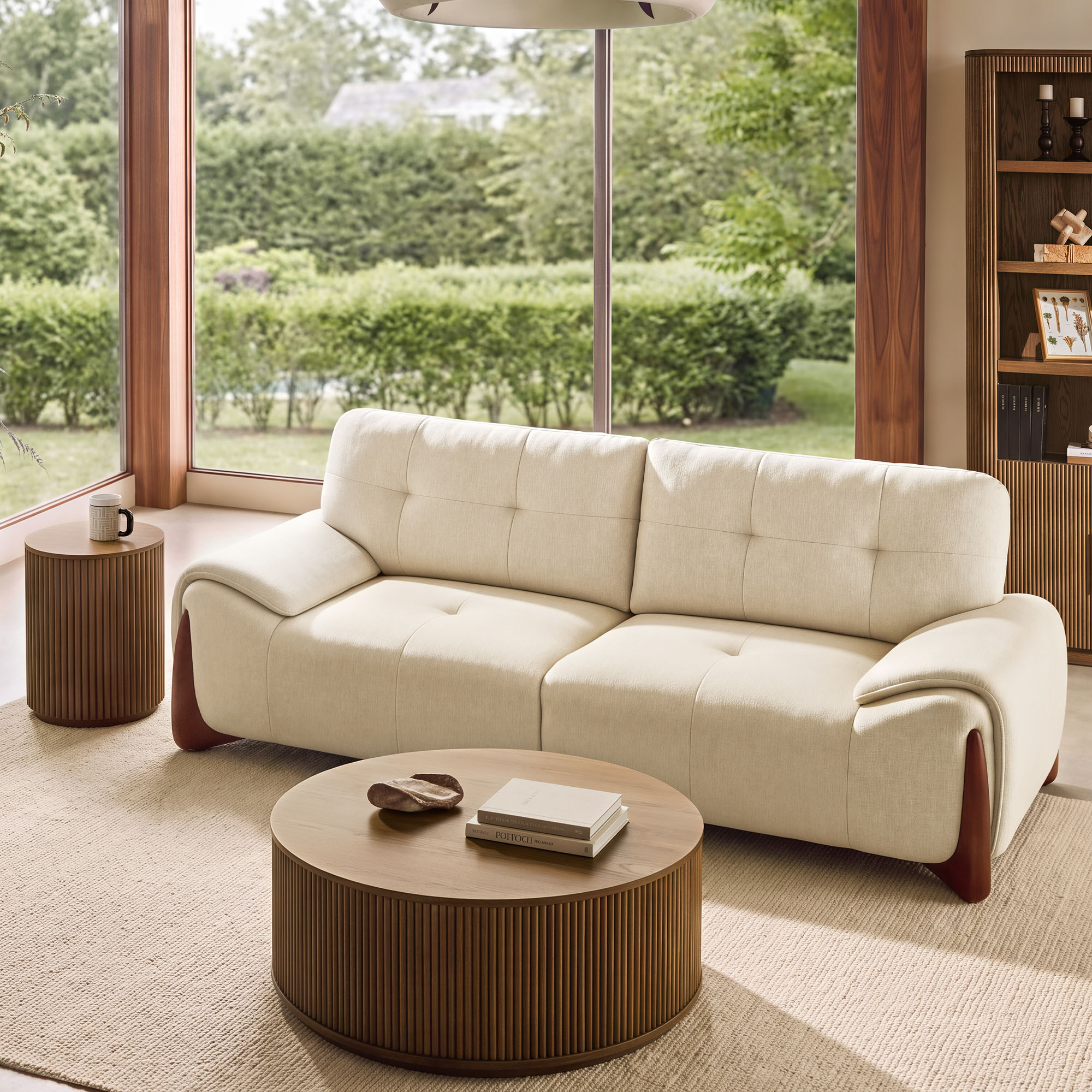 White Upholstered Loveseat Midcentury Modern Sofa Couch
