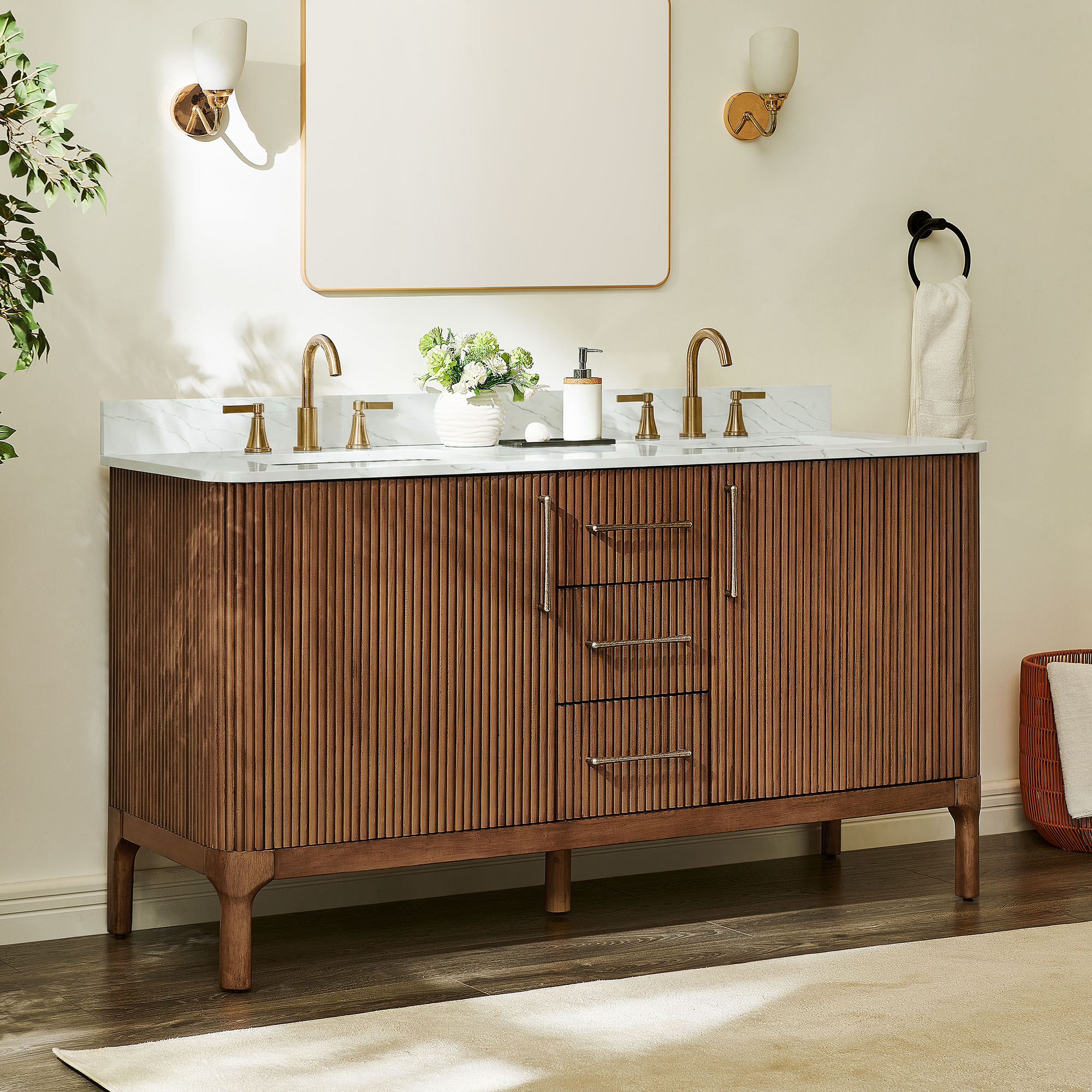 Fluted Bathroom Vanity, 63