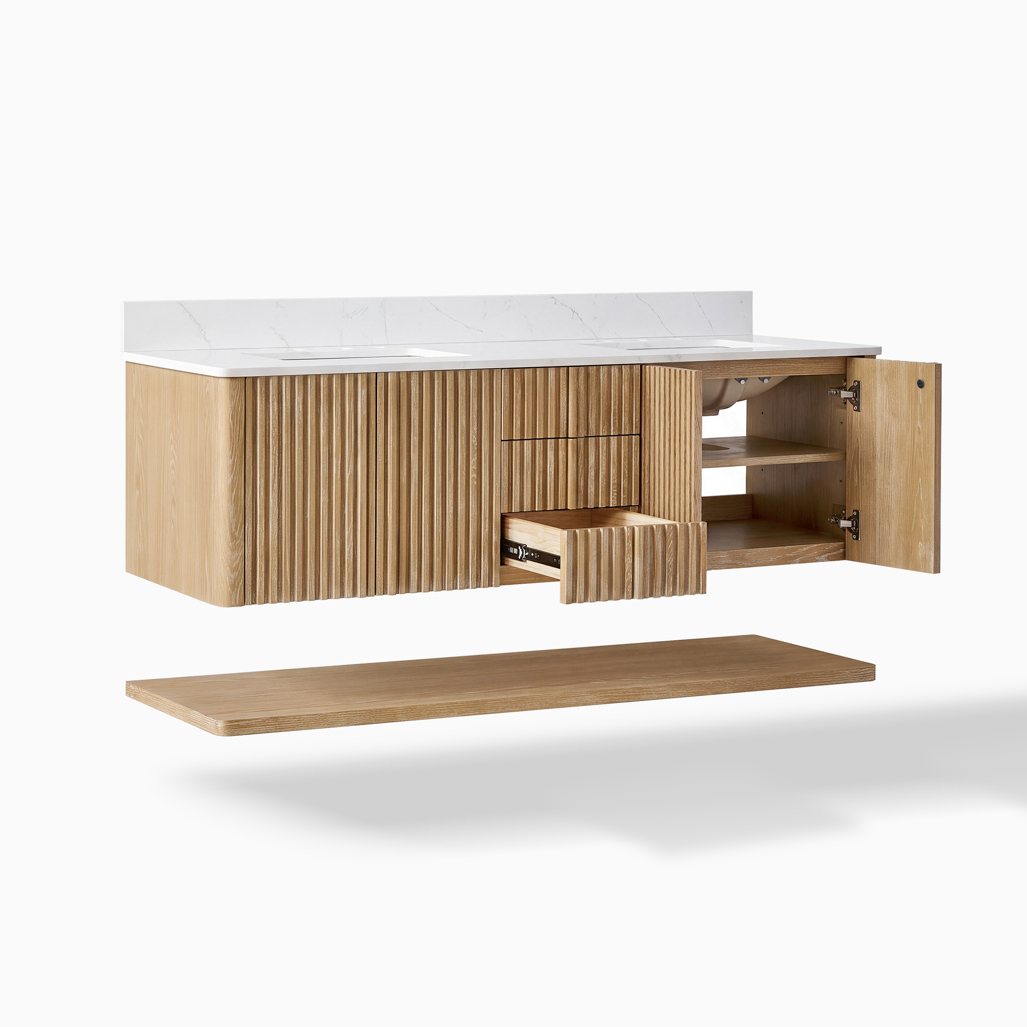 PHOENIXWAN+ LMT 三和ボタン+50gバネ +ミニ昇降デスク付 Sabina Floating Bathroom Vanity, 60