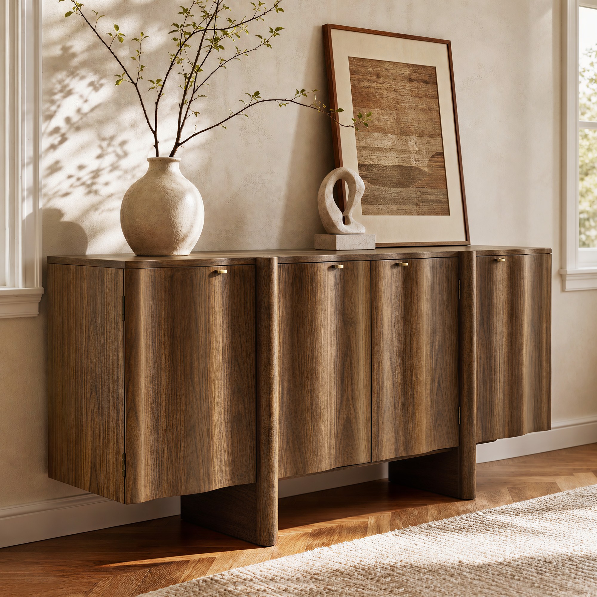 70 Sideboard  Coastal Walnut Wave Design