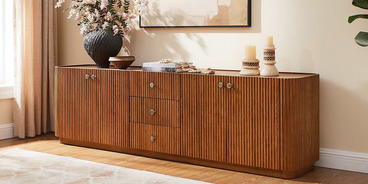 HERNEST Skimra 84-Inch Oak Media Console HERNEST Skimra 84-Inch Oak Media Console