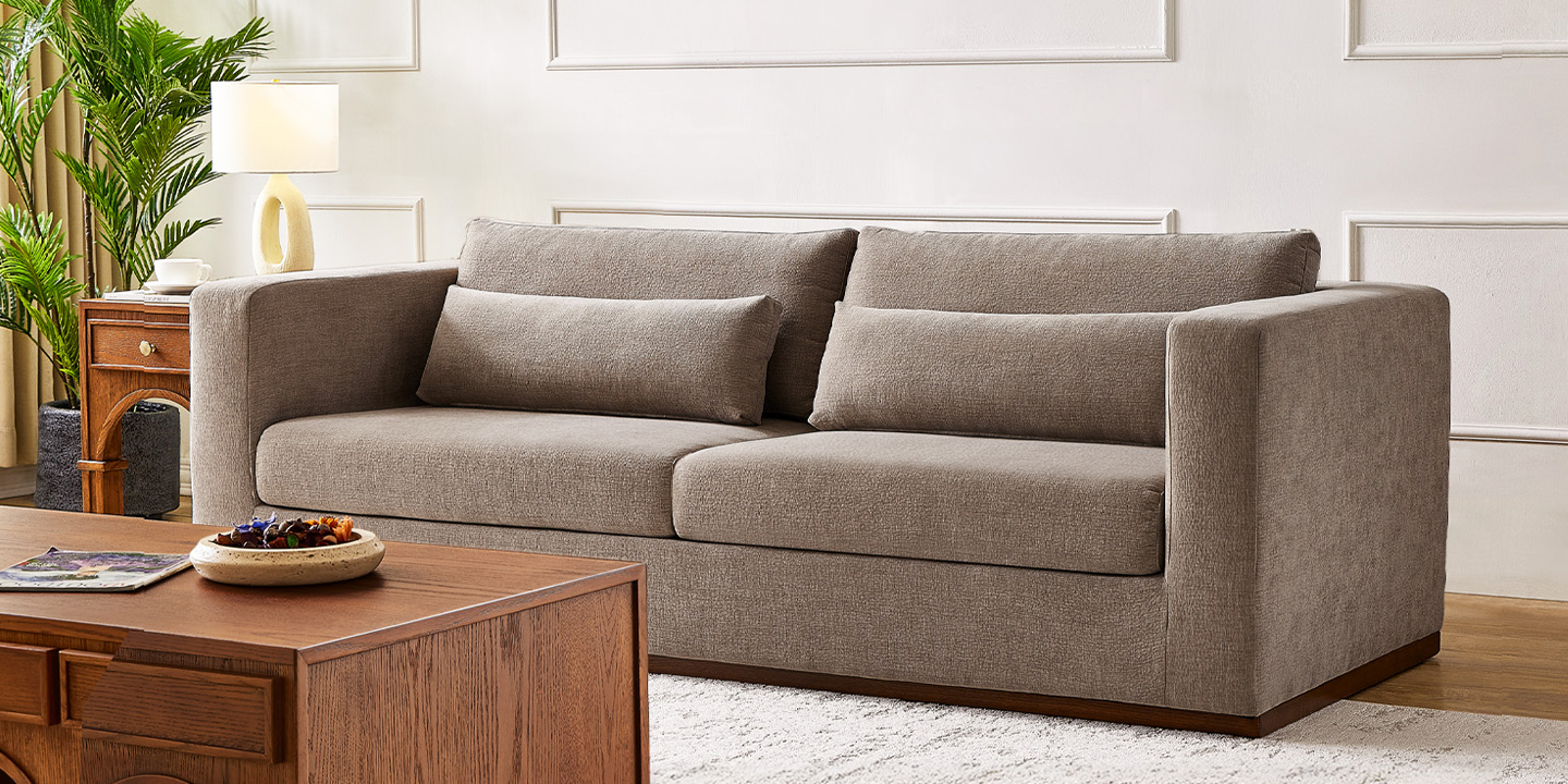 HERNEST Alba Sofa features gently angled cushioning