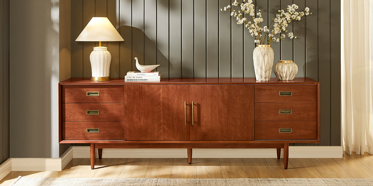 HERNEST Kaden 84-Inch Mid-Century Media Console HERNEST Kaden 84-Inch Mid-Century Media Console