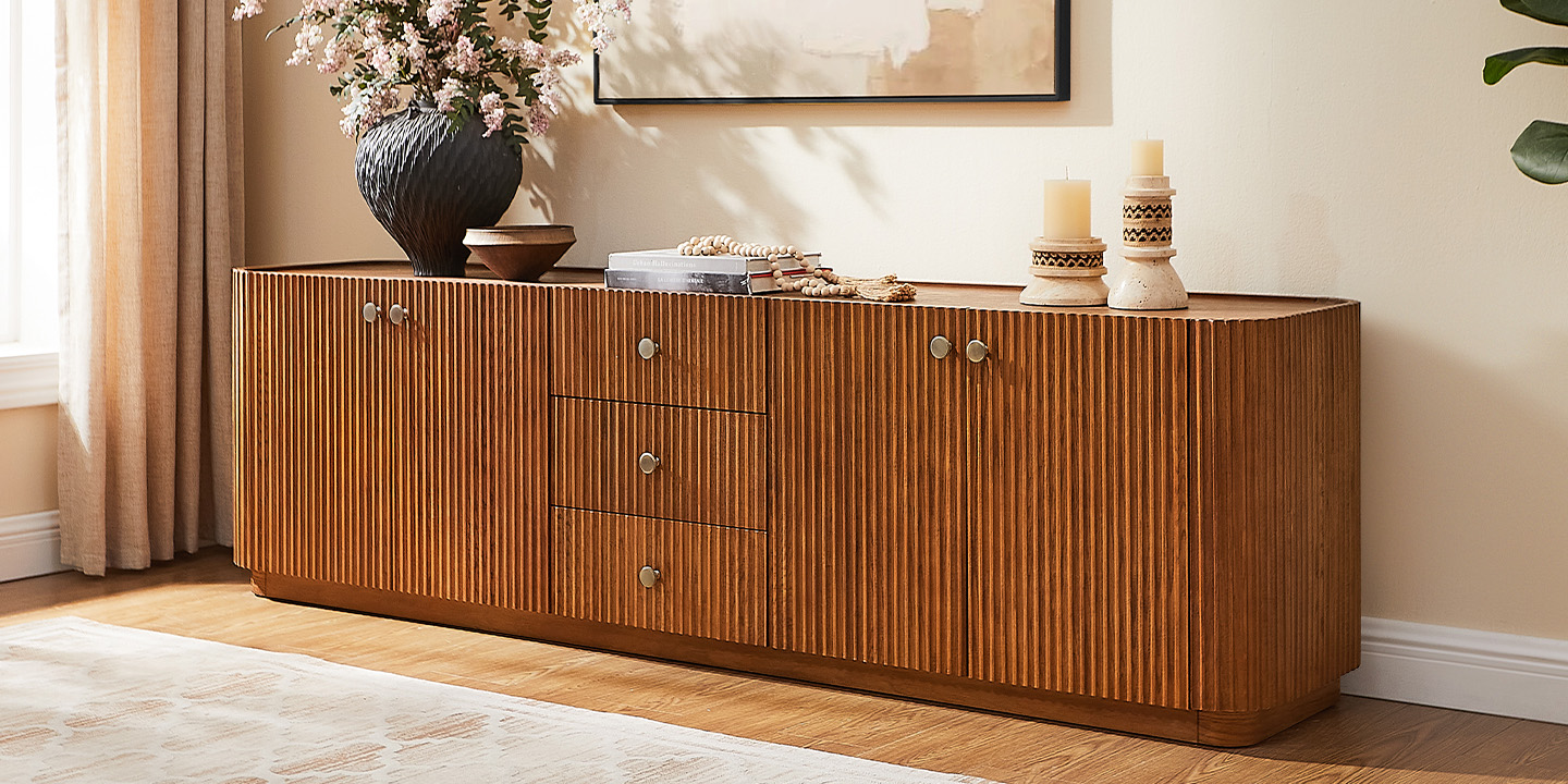 HENREST Pick: Skimra 84" Oak Media Console