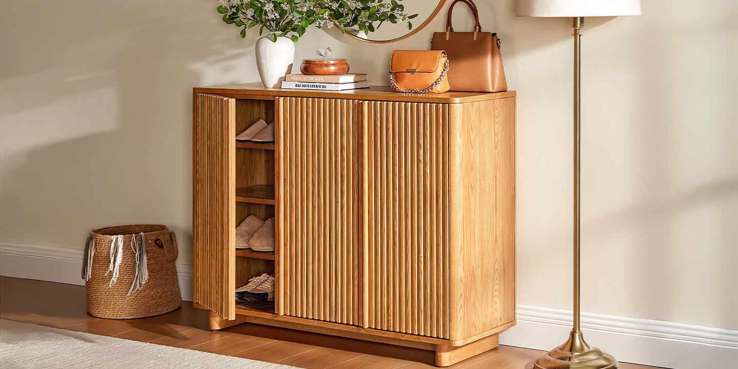 HERNEST Pick: Sabina 48" Ash Wood Shoe Storage