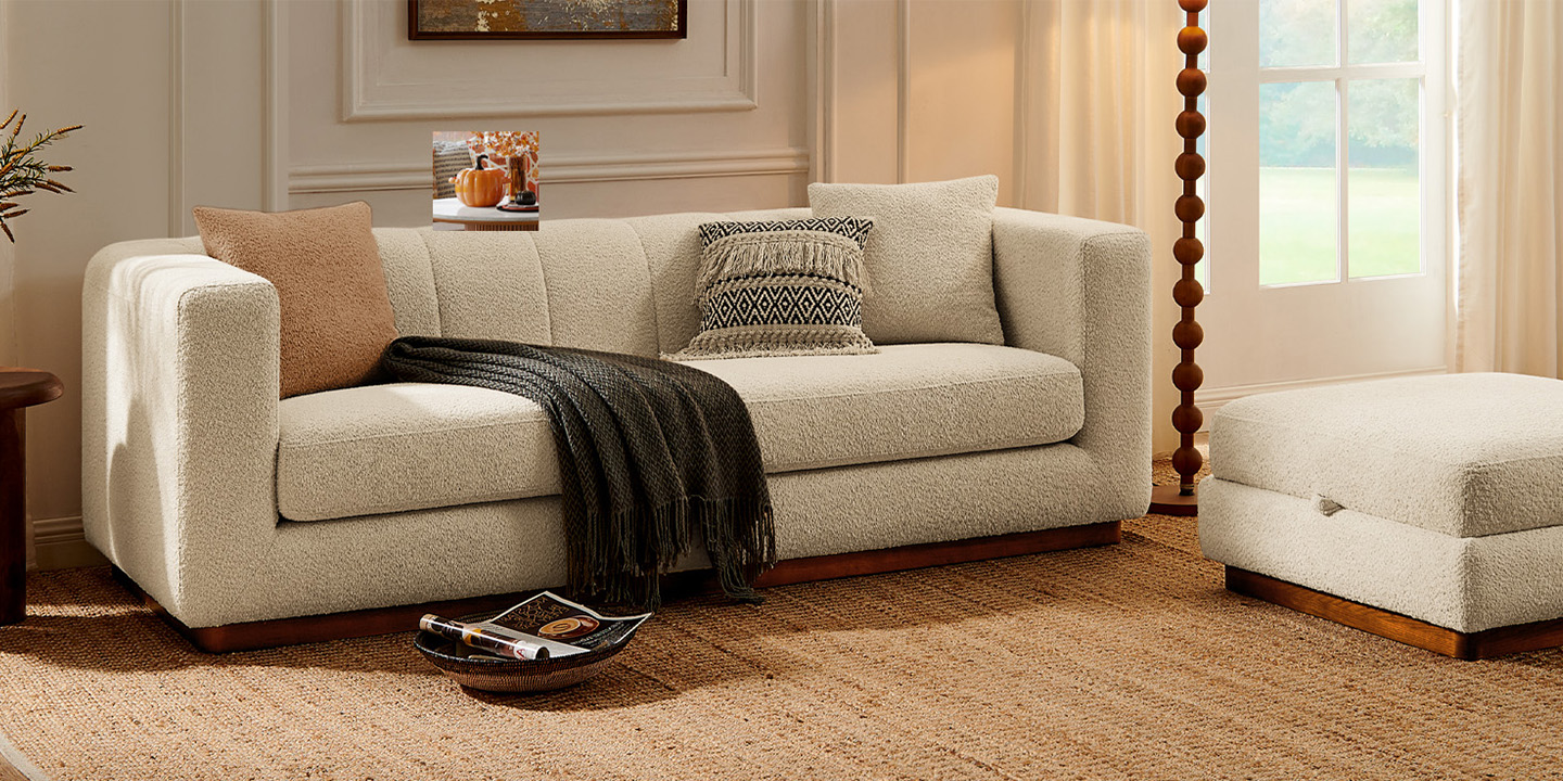 HERNEST Svalbard 90-Inch Sofa with Ottoman