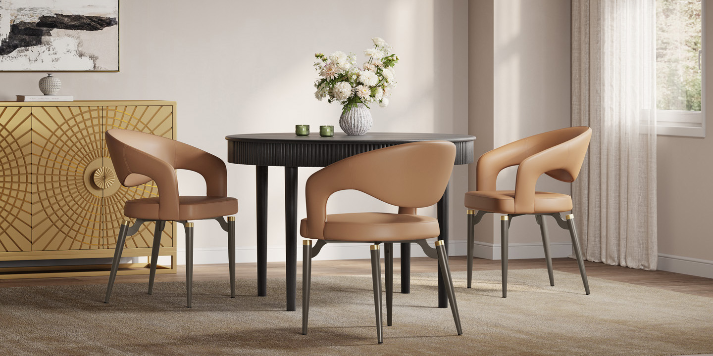 HERNEST Pick: Liliana Armrest Leather Dining Chairs