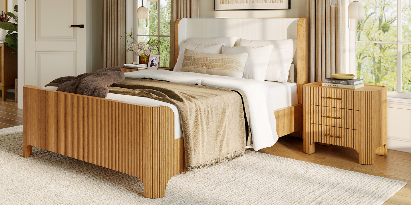 HERNEST Alexa Fluted Solid Oak Bed HERNEST Alexa Fluted Solid Oak Bed