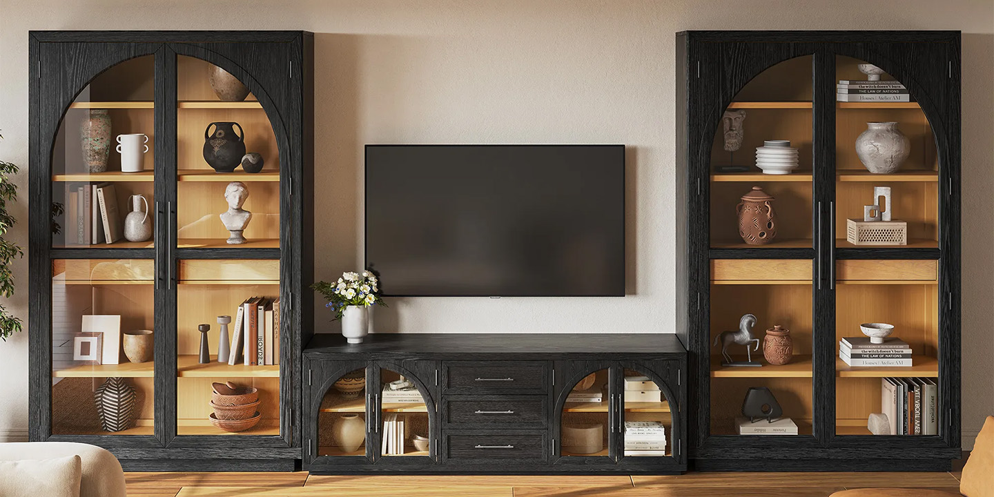 HERNEST Pick: Valborg Oak Storage Media Console Set