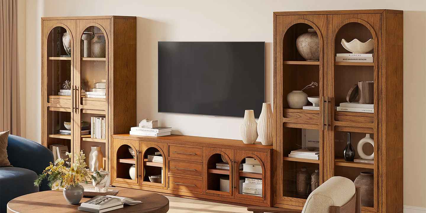 HERNEST Pick: Lira 178-inch Oak Storage Media Console Set