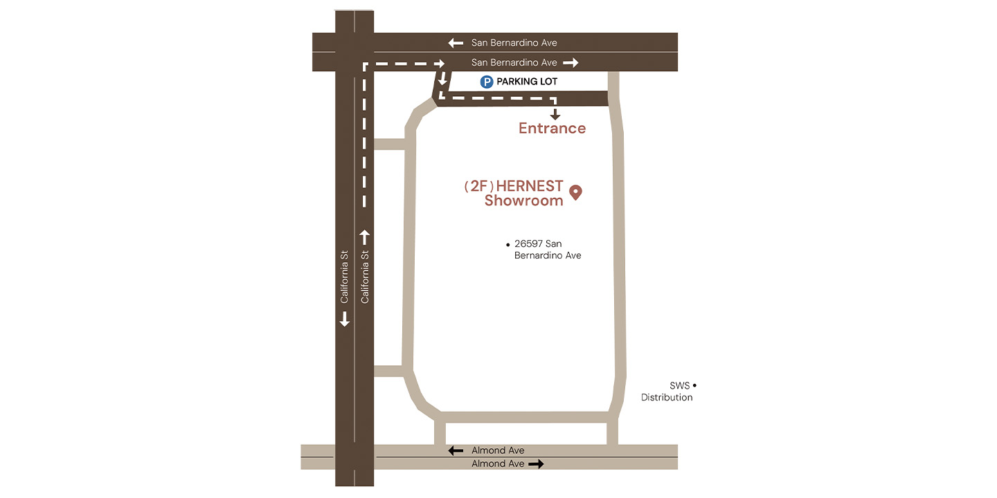 Hernest California Showroom Navigation Map