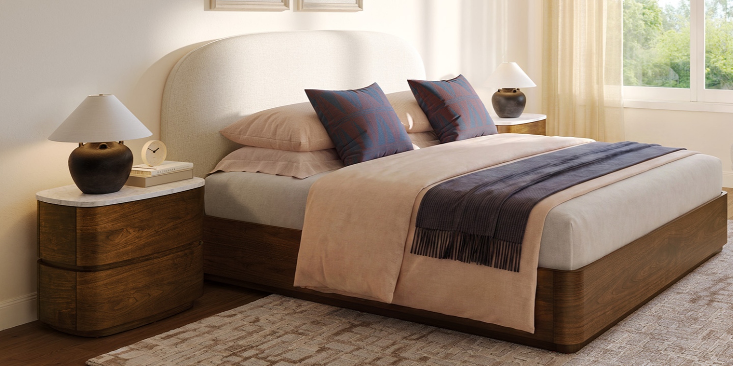 In a cozy bedroom, a Verona 26-inch nightstand is paired with a wood bed, creating an elegant atmosphere. In a cozy bedroom, a Verona 26-inch nightstand is paired with a wood bed, creating an elegant atmosphere.