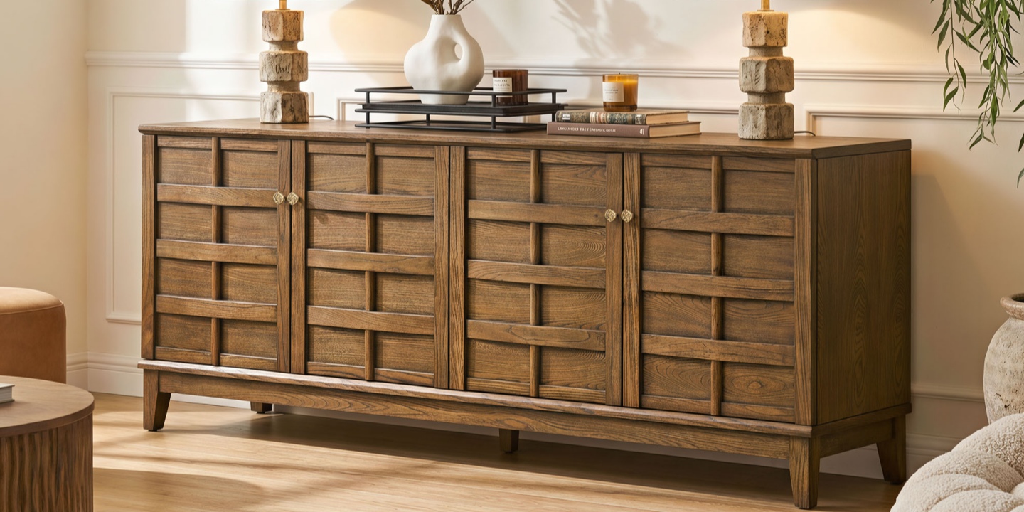 Willow 78-inch elm media console for apartment Willow 78-inch elm media console for apartment