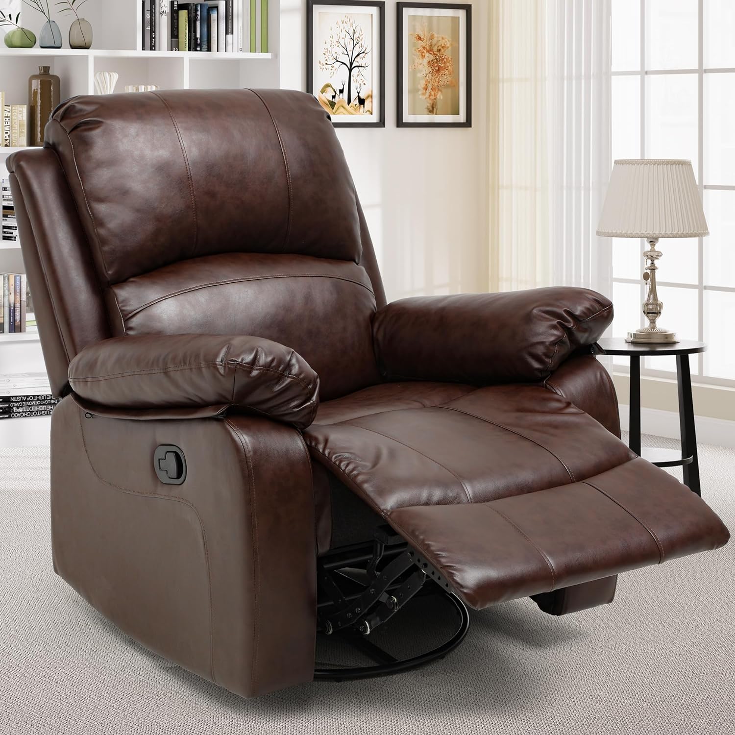 Yitahome Modern Swivel Glider Rocker Recliner Chair PU Leather